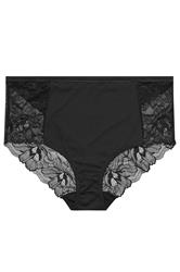 YOURS Curve Black Microfibre Lace Full Briefs