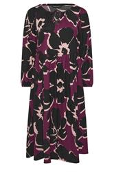 EVANS Curve Purple Floral Tie Neck Maxi Dress