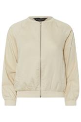 PixieGirl Petite Stone Brown Linen Bomber Jacket