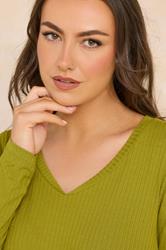EVANS Plus Size Chartreuse Green Premium Ribbed Modal Blend Swing Top | Evans  4