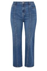 YOURS Plus Size Blue Front Seam Wide Leg Jeans | Yours Clothing 5