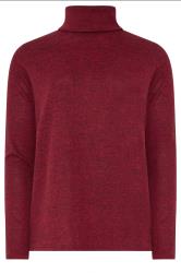 LTS Tall Burgundy Red Soft Touch Roll Neck Top