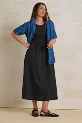 LTS Tall Black Jersey & Woven Mix Cotton Midi Dress | Long Tall Sally 1
