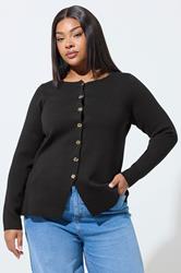 LIMITED COLLECTION Plus Size Black Long Sleeve Knitted Top | Yours Clothing 3