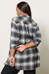 YOURS Plus Size Blue Check Boyfriend Shirt | Yours Clothing 4