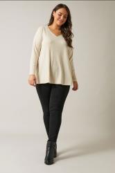 EVANS Plus Size Cream Premium Ribbed Modal Blend Swing Top | Evans 1
