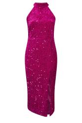 YOURS LONDON Curve Pink Sequin Velvet Maxi Dress
