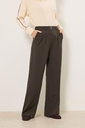 LTS Tall Women's Chocolate Brown Buckle Wide Leg Trousers | Long Tall Sally 1