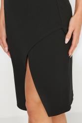 PixieGirl Petite Women's Black Scuba Midi Wrap Skirt | PixieGirl 6