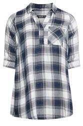 YOURS Curve Navy Blue Check Overhead Shirt