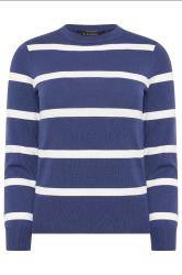 PixieGirl Petite Women's Navy Blue Knitted Stripe Jumper | PixieGirl 5