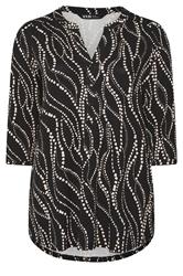 YOURS Curve Black Spot Print Half Placket Shirt