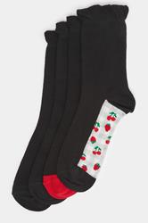 YOURSET 4 PACK Plus Size Black Berry Print Ankle Socks | Yours Clothing 3