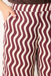 LTS Tall Burgundy Red Wavy Print Wide Leg Trousers | Long Tall Sally 4