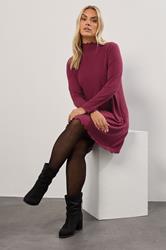 YOURS Plus Size Pink Lettuce Edge Tunic Dress | Yours Clothing 1