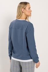 LTS Tall Women's Denim Blue & White Cotton Layered Top | Long Tall Sally 4