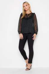 PixieGirl Black Metallic Spot Print Blouse | PixieGirl  1