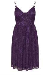YOURS LONDON Curve Purple Lace Skater Dress