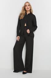 LTS Tall Black Linen Oversized Long Sleeve Shirt | Long Tall Sally 4