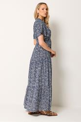 LTS Tall Women's Dark Blue & White Floral Tie Waist Maxi Dress | Long Tall Sally 2