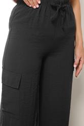 LTS Tall Women's Black Cargo Crepe Wide Leg Trousers | Long Tall Sally 4