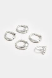 YOURSET 5 PACK Silver Tone Stretch Statement Rings | Yours Clothing 3