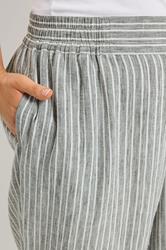 YOURS Plus Size Grey Stripe Linen Look Trousers | Yours Clothing 4