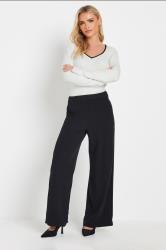 PixieGirl Petite Women's White Knitted Contrast Sweetheart Neck Top | PixieGirl 1