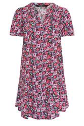 YOURS Curve Pink Ditsy Floral Smock Dress