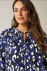 EVANS Plus Size Blue Animal Print Jersey Crepe Blouse | Evans 5
