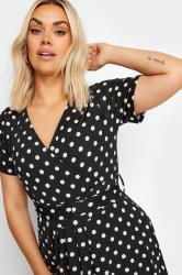 YOURS Plus Size Black Polka Dot Print Maxi Wrap Dress | Yours Clothing 4