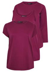 YOURSET Curve 3 PACK Dark Pink Core T-Shirt Essentials Set