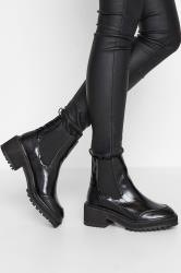 LTS Tall Black Chunky Chelsea Croc Heel Boot In Standard Fit | Long Tall Sally  3