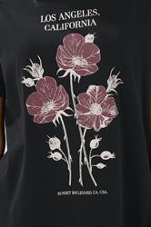 LTS Tall Black Flower Graphic Cotton T-Shirt | Long Tall Sally 4