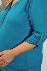 BUMP IT UP MATERNITY Plus Size Blue Slub Jersey Top | Yours Clothing 4