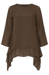 EVANS Curve Chocolate Brown Double Layer Blouse