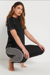 LTS Tall Black Active Curved Hemline Stitched T-Shirt | Long Tall Sally 6