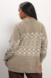YOURS Plus Size Natural Brown Fairisle Jumper | Yours Clothing 4