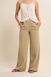 LTS Tall Women's Natural Brown Stripe Wide Leg Trousers | Long Tall Sally 2
