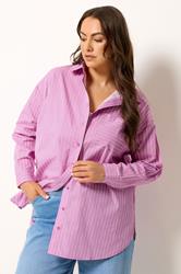 YOURS Plus Size Pink Stripe Button Through Shirt | Yours Clothing 3
