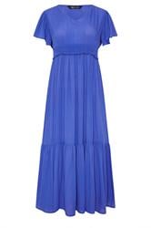 M&Co Petite Cobalt Blue Shirred Waist Maxi Dress