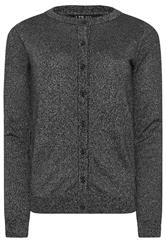LTS Tall Black Metallic Crew Neck Cardigan | Long Tall Sally 6
