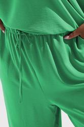 YOURS Plus Size Green Tie Waist Wide Leg Trousers | Yours Clothing 1