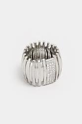 Silver Tone Stretch Diamante Ring | Yours Clothing 3