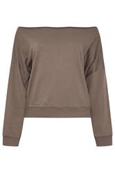 YOURS Curve Chocolate Brown Off Shoulder Sweatshirt