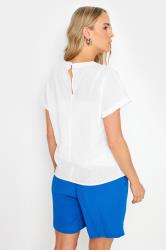 LTS Tall Women's White Short Sleeve Cotton Dobby Top | Long Tall Sally 2