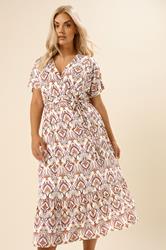 YOURS Plus Size White Paisley Print Midi Wrap Dress | Yours Clothing 1