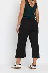 YOURS Plus Size Black Wide Leg Cropped Denim Jeans 4