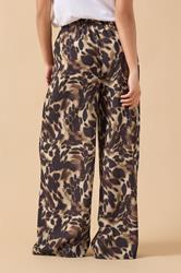 PixieGirl Petite Women's Brown Leopard Print Crepe Wide Leg Trousers | PixieGirl 2