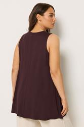 YOURS Plus Size Chocolate Brown Pleat Front Vest Top | Yours Clothing 2